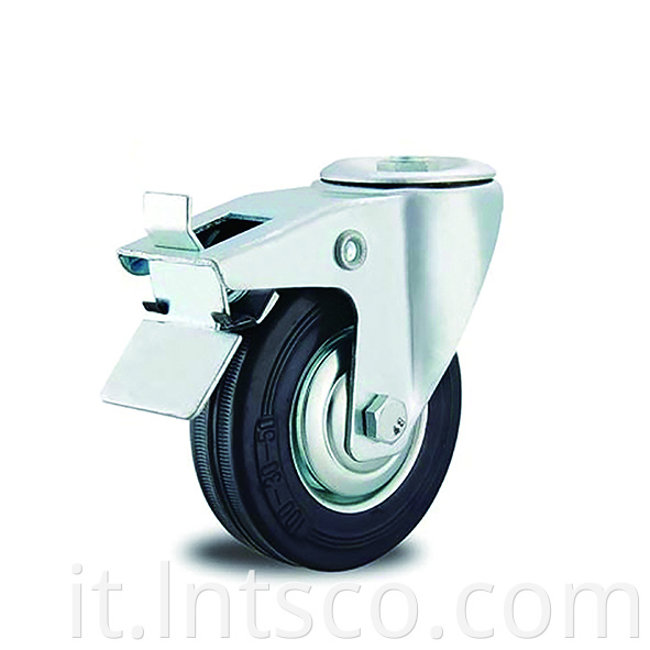 Industrial Bolt Hole Iron Core Rubber Brake Casters